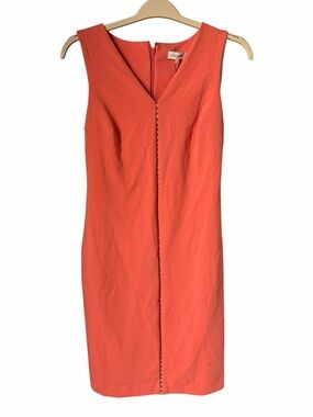 Calvin Klein Orange Pink Sleeveless Sheath Dress Work Business Professiona